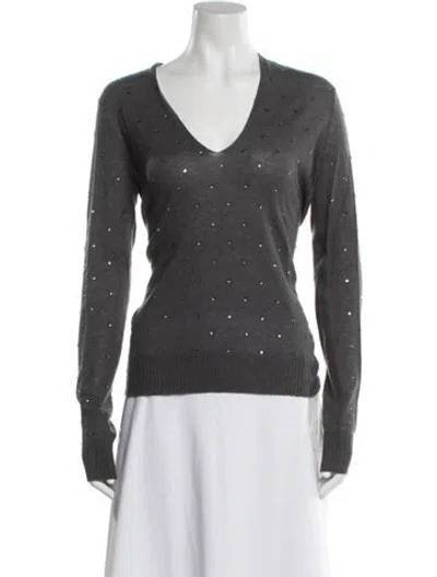 Pre-owned Zadig & Voltaire Cashmere V-neck Sweater In Gray