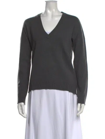 Pre-owned Zadig & Voltaire Cashmere V-neck Sweater In Gray