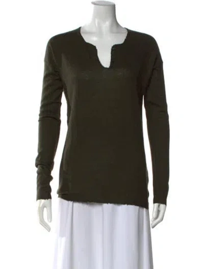 Pre-owned Zadig & Voltaire Cashmere V-neck Sweater In Green