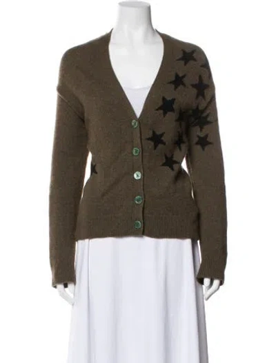 Pre-owned Zadig & Voltaire Cashmere V-neck Sweater In Green