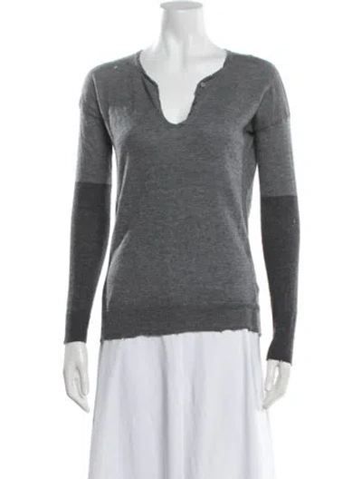 Pre-owned Zadig & Voltaire Cashmere V-neck Sweater In Grey