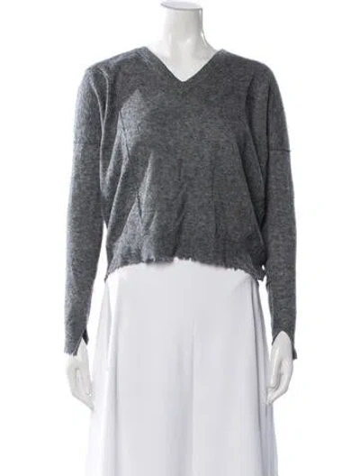 Pre-owned Zadig & Voltaire Cashmere V-neck Sweater In Grey