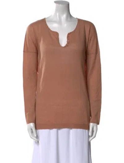 Pre-owned Zadig & Voltaire Cashmere V-neck Sweater In Neutral