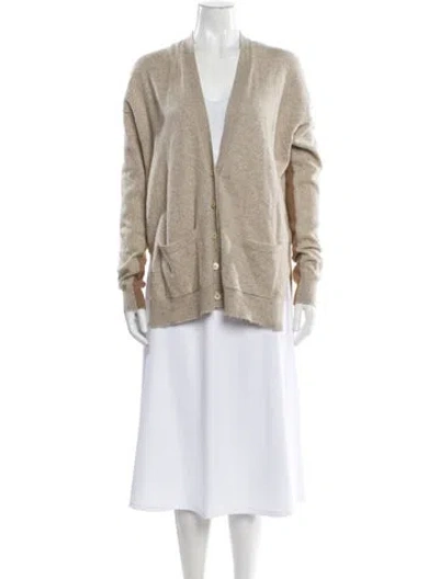 Pre-owned Zadig & Voltaire Cashmere V-neck Sweater In Neutral
