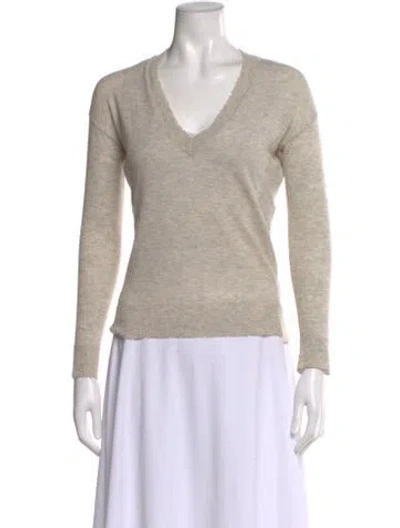 Pre-owned Zadig & Voltaire Cashmere V-neck Sweater In Neutral