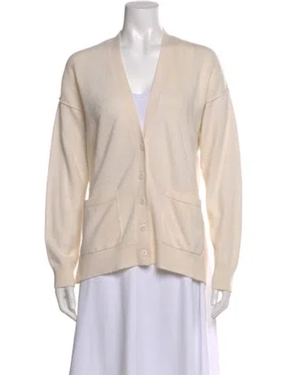 Pre-owned Zadig & Voltaire Cashmere V-neck Sweater In Neutral