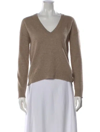 Pre-owned Zadig & Voltaire Cashmere V-neck Sweater In Neutral