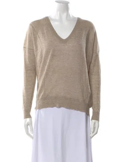 Pre-owned Zadig & Voltaire Cashmere V-neck Sweater In Neutral