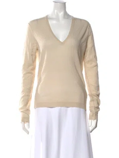 Pre-owned Zadig & Voltaire Cashmere V-neck Sweater In Neutral