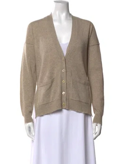 Pre-owned Zadig & Voltaire Cashmere V-neck Sweater In Neutral