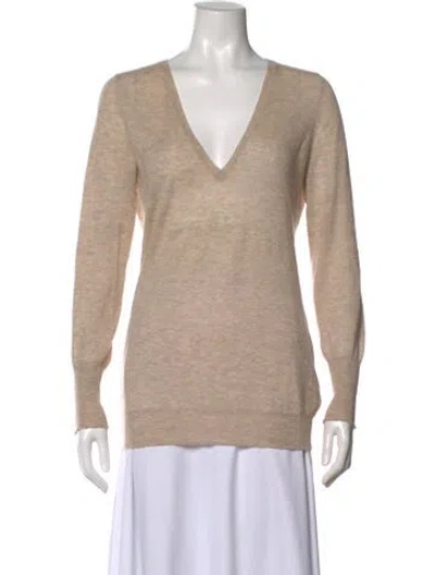 Pre-owned Zadig & Voltaire Cashmere V-neck Sweater In Neutral