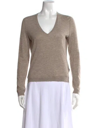 Pre-owned Zadig & Voltaire Cashmere V-neck Sweater In Neutral