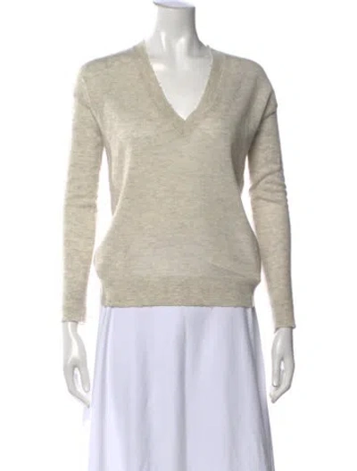 Pre-owned Zadig & Voltaire Cashmere V-neck Sweater In Neutral