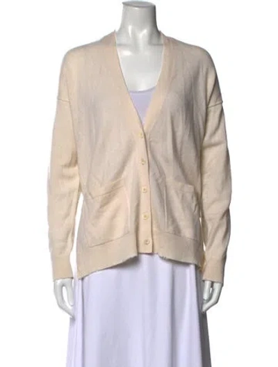 Pre-owned Zadig & Voltaire Cashmere V-neck Sweater In Neutrals
