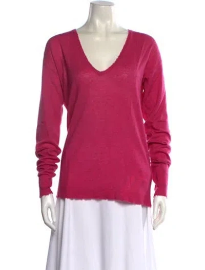 Pre-owned Zadig & Voltaire Cashmere V-neck Sweater In Pink