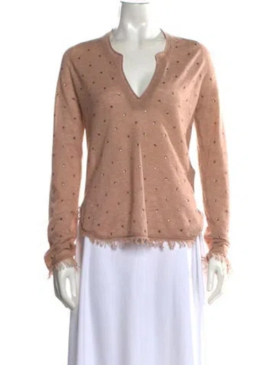 Pre-owned Zadig & Voltaire Cashmere V-neck Sweater In Pink