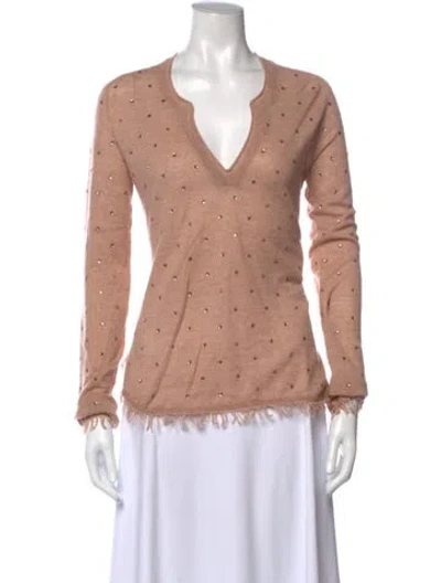 Pre-owned Zadig & Voltaire Cashmere V-neck Sweater In Pink