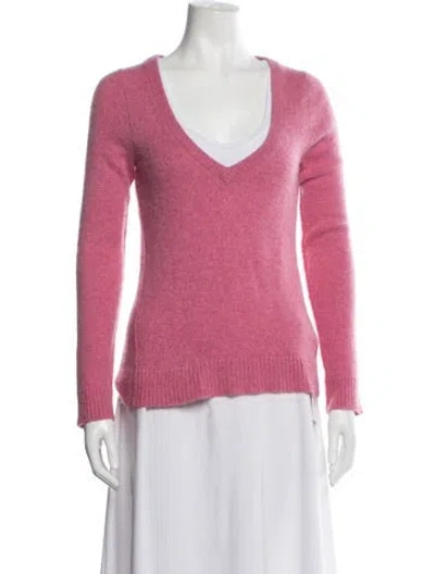 Pre-owned Zadig & Voltaire Cashmere V-neck Sweater In Pink