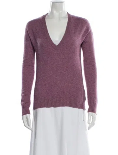 Pre-owned Zadig & Voltaire Cashmere V-neck Sweater In Purple