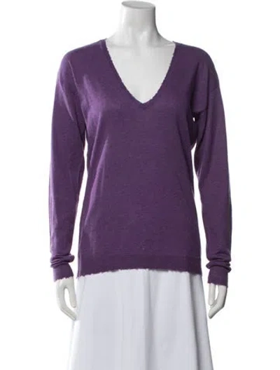 Pre-owned Zadig & Voltaire Cashmere V-neck Sweater In Purple