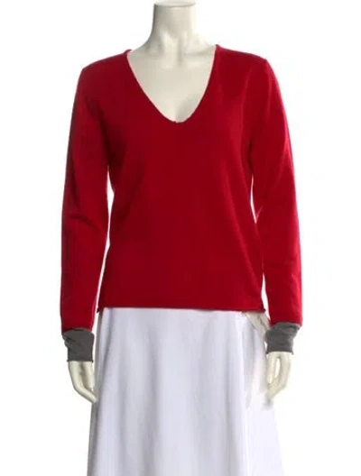 Pre-owned Zadig & Voltaire Cashmere V-neck Sweater In Red