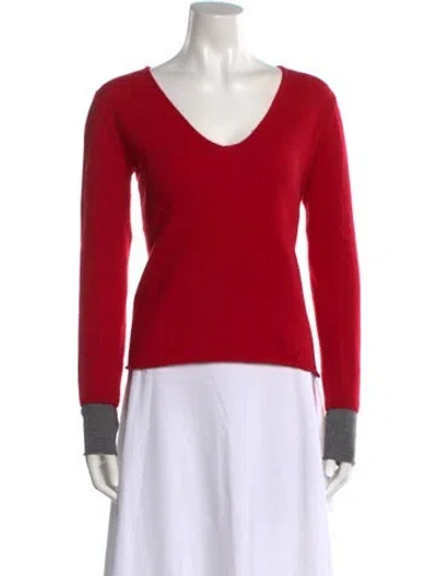 Pre-owned Zadig & Voltaire Cashmere V-neck Sweater In Red