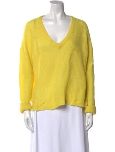 Pre-owned Zadig & Voltaire Cashmere V-neck Sweater In Yellow