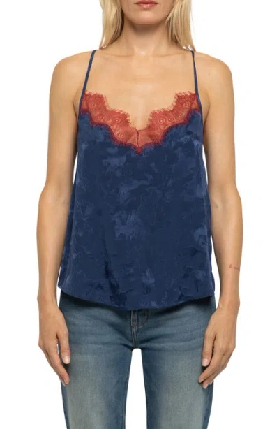 Zadig & Voltaire Cespa Jacquard Horses Silk Camisole In Blue