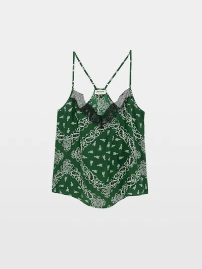 Zadig & Voltaire Cespa Silk Camisole In Green