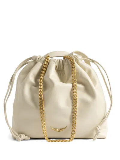 Zadig & Voltaire Chain-embellished Drawstring Bag In Neutral
