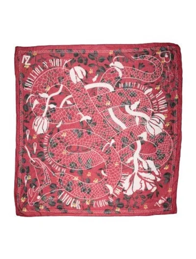 Pre-owned Zadig & Voltaire Checkered Print Floral Print Scarf In Red