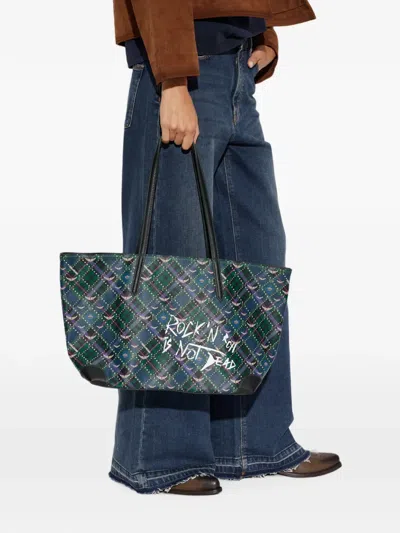Zadig & Voltaire Check-print Slogan-print Tote Bag In White