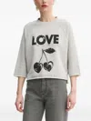 Zadig & Voltaire Cherry-print Cropped T-shirt In Gray