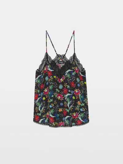 Zadig & Voltaire Womens Encre Christy Floral-print Woven Camisole In Black