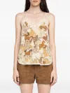 Zadig & Voltaire Christy Horse-print Lace-trimmed Top In Neutral