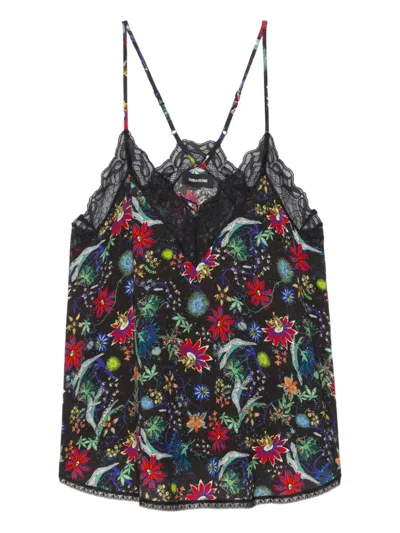 Zadig & Voltaire Christy Lace Floral Top In Multi