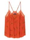 Zadig & Voltaire Christy Lace Strass Top In Orange