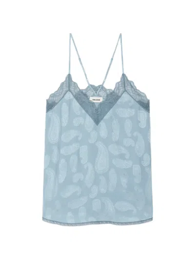 Zadig & Voltaire Christy Paisley-print Top In Blue