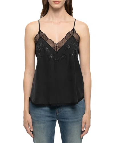 Zadig & Voltaire Christy Silk Embellished Camisole In Black