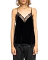 Zadig & Voltaire Christy Strass Crepe De Chine Cami In Black