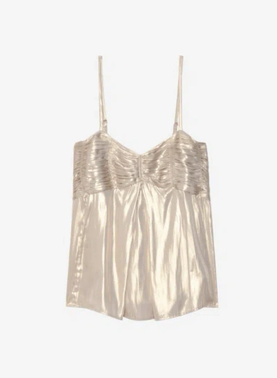 Zadig & Voltaire Womens Gold Cippie Pleated Satin Cami Top In Neutral