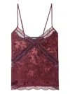 Zadig & Voltaire Cishi Horse-jacquard Lace-trim Top In Red