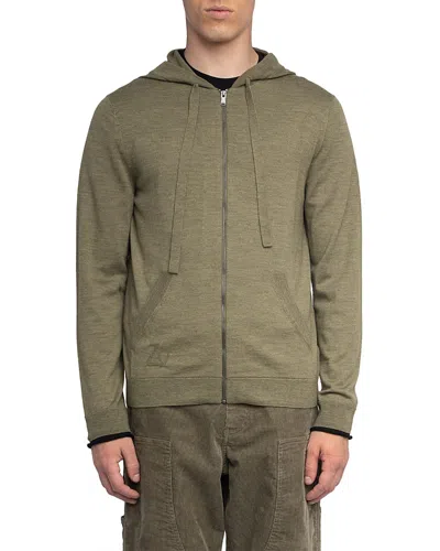 Zadig & Voltaire Clash We Double Cuff Wool Hoodie In Green