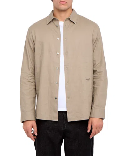 Zadig & Voltaire Classic Collar Linen Shirt In Brown
