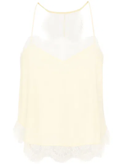Zadig & Voltaire Claudy Lace-trim Silk Top In Neutral