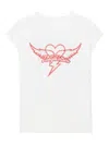 Zadig & Voltaire Cloe Heart Wings Strass Crystal Embellished Cotton Graphic T-shirt In White