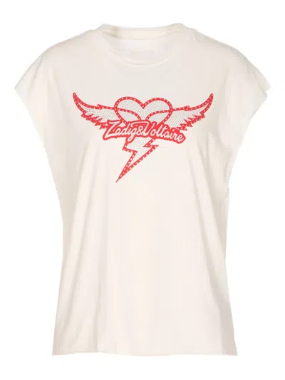 Zadig & Voltaire Cloe Heart Wings Print T-shirt In Neutral