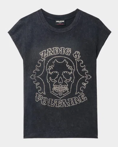 Zadig & Voltaire Cloe Skull Strass Tank Top In Black
