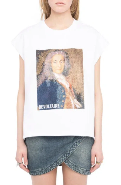 Zadig & Voltaire Cloex Crystal Embellished Voltaire T-shirt In White