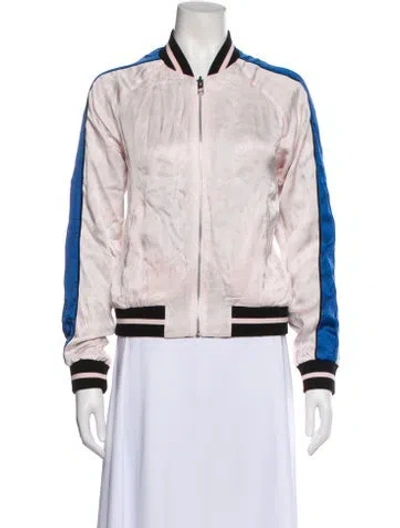 Pre-owned Zadig & Voltaire Colorblock Pattern Bomber Jacket W/ Tags In Pink